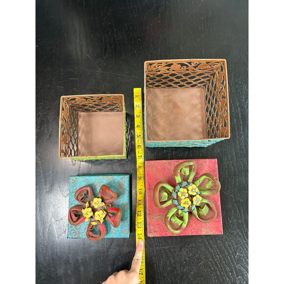 Hobby Lobby- Shabby Chic- Colorful Nesting Box Set with Lids- Rustic Flower Lid - Picture 3 of 6